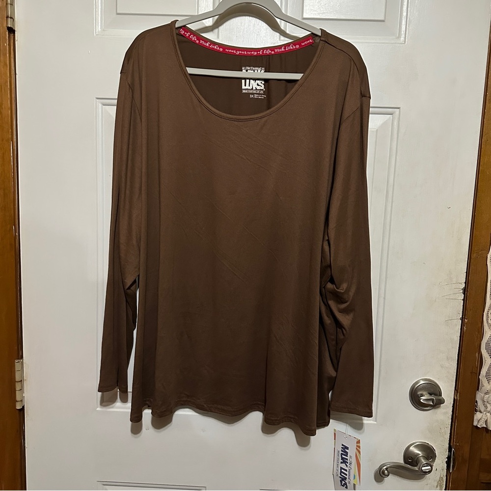 ORIGINAL‎ MUK LUKS Long Sleeve Cozy Shirt Chocolate Brown Women's Size 3XL